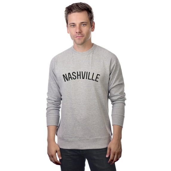 Daxton Nashville Sweatshirt Athletic Fit Pullover Crewneck French Terry Fabric, HthGrey Sweatshirt Black Letters, L