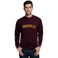 thumbnail image 1 of Daxton Nashville Sweatshirt Athletic Fit Pullover Crewneck French Terry Fabric, Wine Sweatshirt Gold Letters, 1XL, 1 of 3