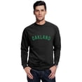 thumbnail image 1 of Daxton Oakland Sweatshirt Athletic Fit Pullover Crewneck French Terry Fabric, Black Sweatshirt Green Letters, 1XL, 1 of 3