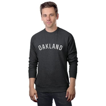 Daxton Oakland Sweatshirt Athletic Fit Pullover Crewneck French Terry Fabric, HthCharcoal Sweatshirt White Letters, 2XL