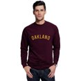 thumbnail image 1 of Daxton Oakland Sweatshirt Athletic Fit Pullover Crewneck French Terry Fabric, Wine Sweatshirt Gold Letters, 1XL, 1 of 3