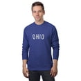 thumbnail image 1 of Daxton Ohio Sweatshirt Athletic Fit Pullover Crewneck French Terry Fabric, Denim Sweatshirt White Letters, M, 1 of 3