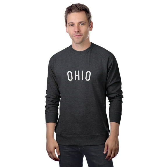 Daxton Ohio Sweatshirt Athletic Fit Pullover Crewneck French Terry Fabric, HthCharcoal Sweatshirt White Letters, S