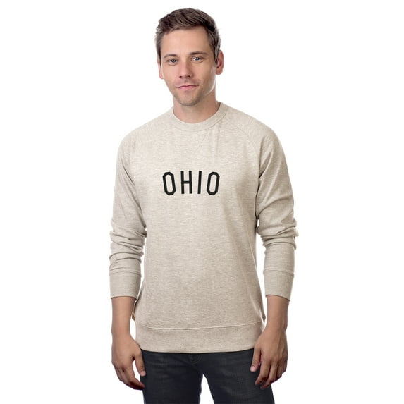 Daxton Ohio Sweatshirt Athletic Fit Pullover Crewneck French Terry Fabric, Oat Sweatshirt Black Letters, 3XL
