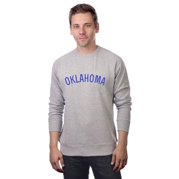 Daxton Oklahoma Sweatshirt Athletic Fit Pullover Crewneck French Terry Fabric, HthGrey Sweatshirt Royal Letters, 3XL