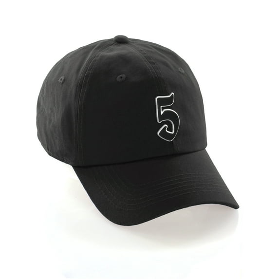 Daxton Old English 3D Alphabet Letters Numbers Initial Baseball Dad Hat - Black, Number 5