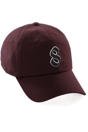 Old English 3D Alphabet Letters Numbers Initial Baseball Dad Hat - Burgundy, Number 8