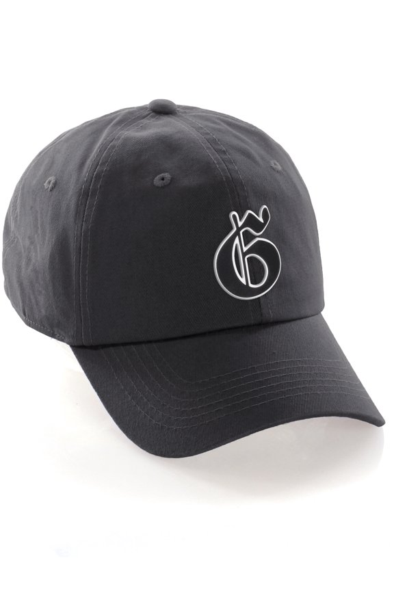 Old English 3D Alphabet Letters Numbers Initial Baseball Dad Hat - Charcoal, Letter G