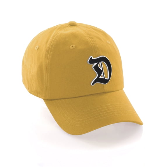 Daxton Old English 3D Alphabet Letters Numbers Initial Baseball Dad Hat - Gold, Letter D