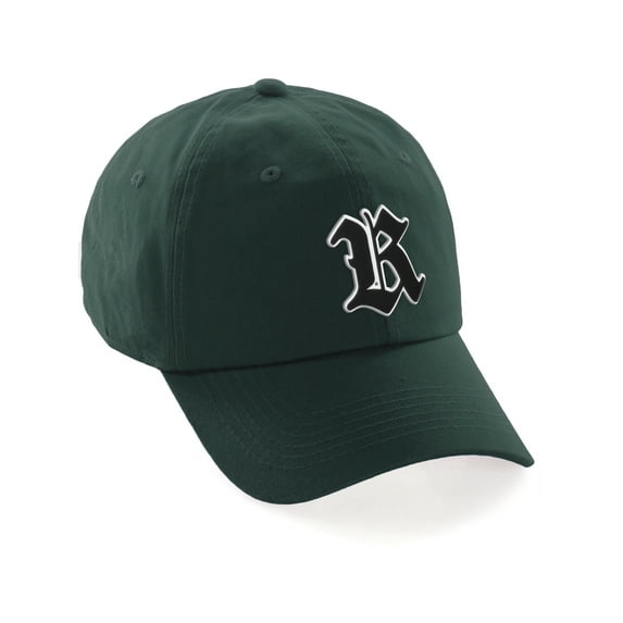 Daxton Old English 3D Alphabet Letters Numbers Initial Baseball Dad Hat - Hunter Green, Letter R