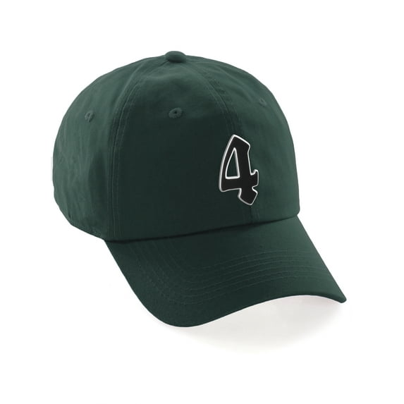 Daxton Old English 3D Alphabet Letters Numbers Initial Baseball Dad Hat - Hunter Green, Number 4