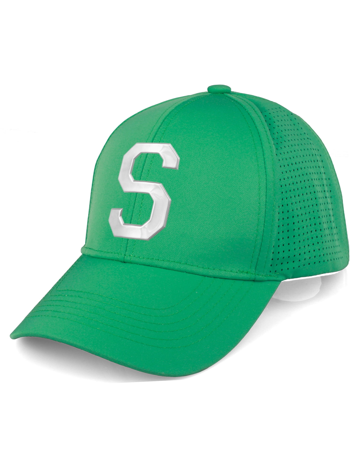 Daxton Performance Cool Tech Baseball Hat - Green Cap, Silver Logo ...