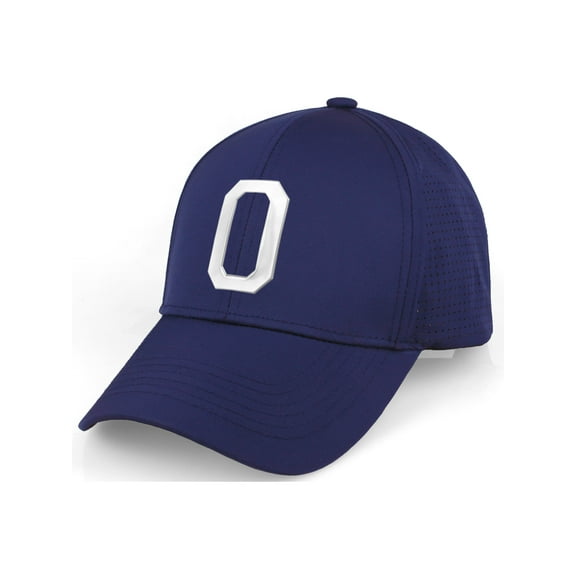 Daxton Performance Cool Tech Baseball Hat - Navy Cap, Silver Logo Letter O