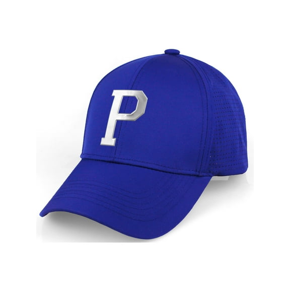 Daxton Performance Cool Tech Baseball Hat - Royal Cap, Silver Logo Letter P