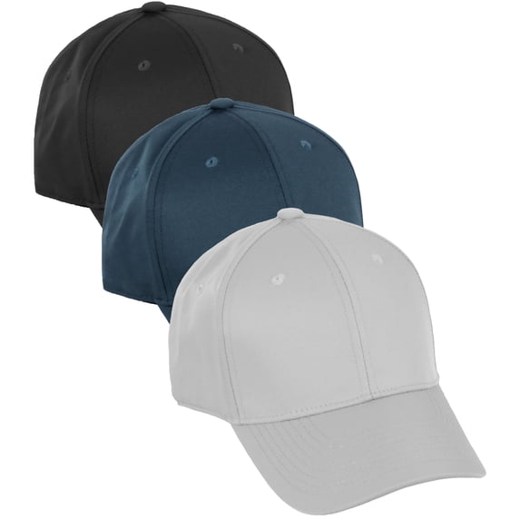 Daxton Performance Hat High Profile Structured Baseball Cap 3 Pack - Black,Bteal,Light Grey