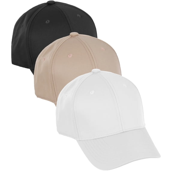 Daxton Performance Hat High Profile Structured Baseball Cap 3 Pack - Black,Khaki,White