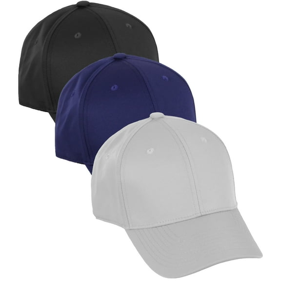 Daxton Performance Hat High Profile Structured Baseball Cap 3 Pack - Black,Navy,Light Grey