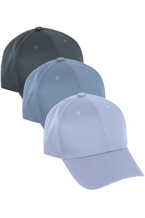 Performance Hat High Profile Structured Baseball Cap 3 Pack - Dark Green,Denim,Light Blue