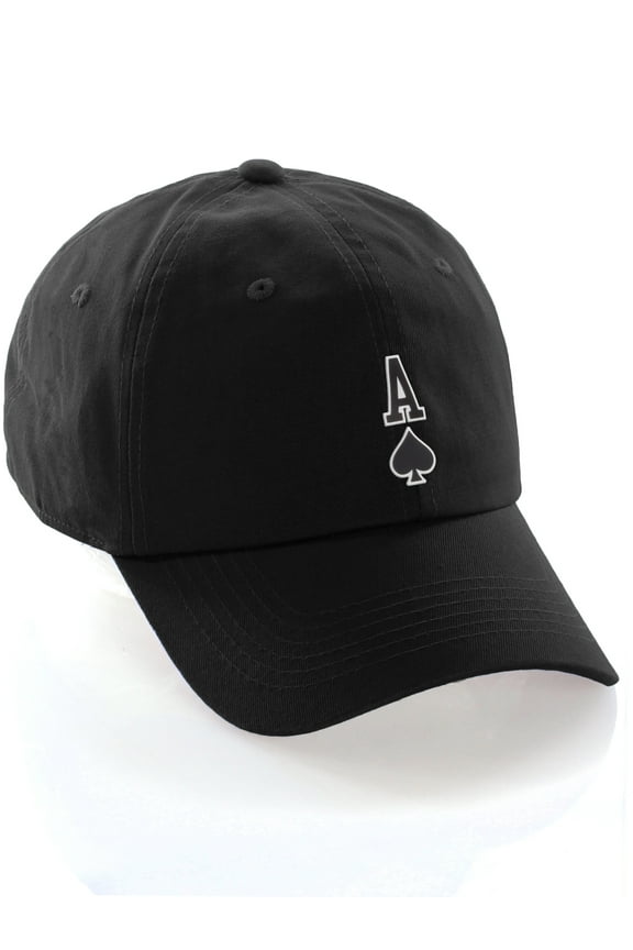 Poker Holdem Lucky Cards Baseball Unstructured Cap, Black Hat, Ace of Spades
