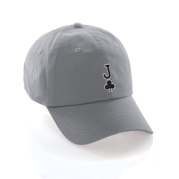 Daxton Poker Holdem Lucky Cards Baseball Unstructured Cap, Light Grey Hat, Jack of Clubs