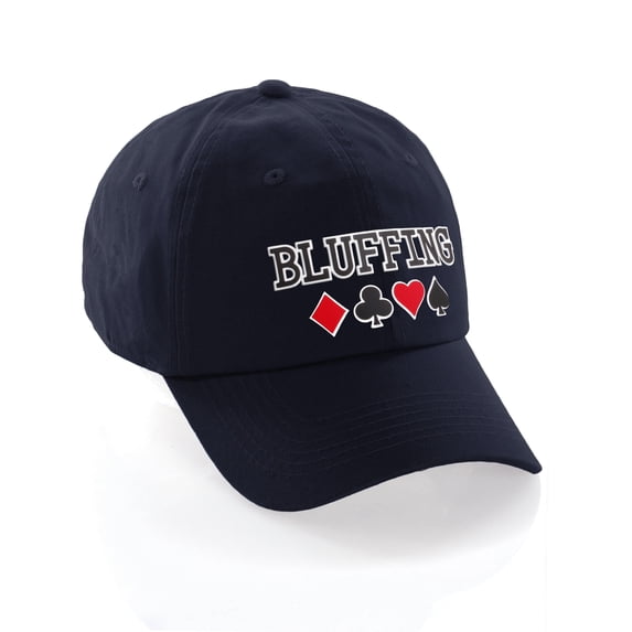 Daxton Poker Holdem Lucky Cards Baseball Unstructured Cap, Navy Hat, Bluffing