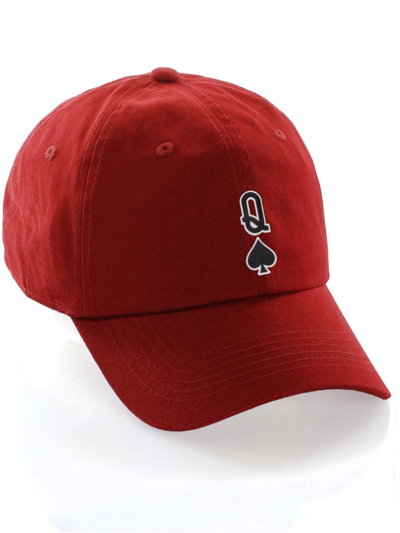 Poker Holdem Lucky Cards Baseball Unstructured Cap, Red Hat, Queens of Spades