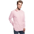 thumbnail image 1 of Daxton Premium Atlanta Men Long Sleeves T Shirt Ultra Soft Medium Weight Cotton, Light Pink Tee Red Letters 3XL, 1 of 3