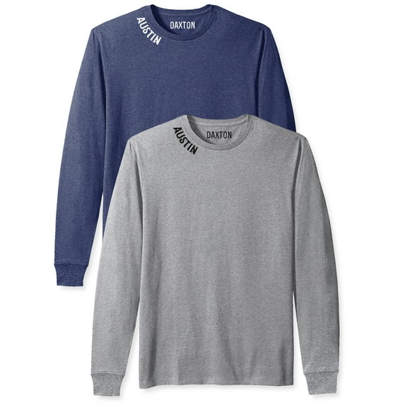 Daxton Premium Austin Men Long Sleeves T Shirt Ultra Soft Medium Weight Cotton, 2Pk HthNavy White Hgry Black Large