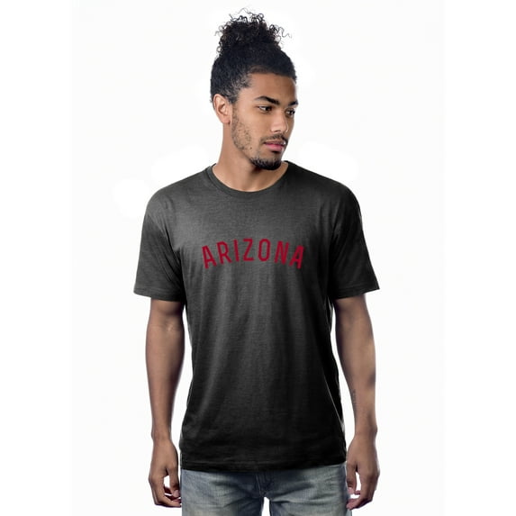 Daxton Premium Basic Crew Neck Short Sleeve Tshirt Cities Arizona Letter - HthCharcoal Red-Large