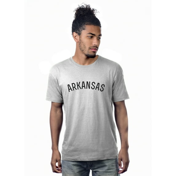 Daxton Premium Basic Crew Neck Short Sleeve Tshirt Cities Arkansas Letter - HthGray Black-Large