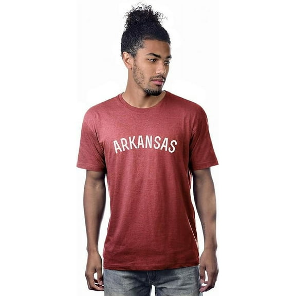 Daxton Premium Basic Crew Neck Short Sleeve Tshirt Cities Arkansas Letter - HthRed White-XXX-Large