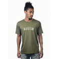 thumbnail image 1 of Daxton Premium Basic Crew Neck Short Sleeve Tshirt Cities Austin  Letter - Olive White-X-Large, 1 of 2
