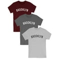 thumbnail image 1 of Daxton Premium Basic Crew Neck Short Sleeve Tshirt Cities Brooklyn Letter, 3Pk Burgundy Wh, Dk Gray Wh, Hgray Black, 2XL, 1 of 5
