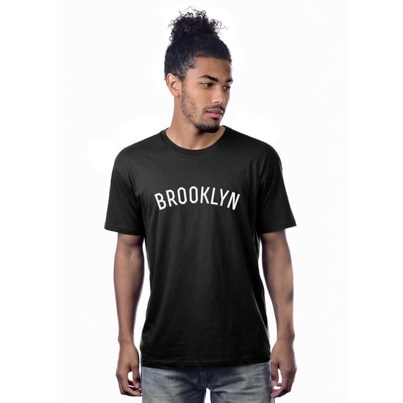Daxton Premium Basic Crew Neck Short Sleeve Tshirt Cities Brooklyn Letter, Black White, 3XL