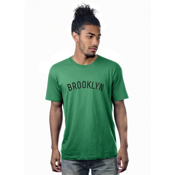 Daxton Premium Basic Crew Neck Short Sleeve Tshirt Cities Brooklyn Letter, Kelly Black, 1XL