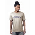 thumbnail image 1 of Daxton Premium Basic Crew Neck Short Sleeve Tshirt Cities Brooklyn Letter, Oat Navy, Large, 1 of 1