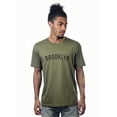 thumbnail image 1 of Daxton Premium Basic Crew Neck Short Sleeve Tshirt Cities Brooklyn Letter, Olive Black, Small, 1 of 1