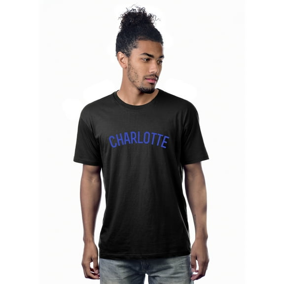 Daxton Premium Basic Crew Neck Short Sleeve Tshirt Cities Charlotte Letter - Black Royal-XXX-Large
