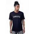 thumbnail image 1 of Daxton Premium Basic Crew Neck Short Sleeve Tshirt Cities Charlotte Letter - Navy White-X-Small, 1 of 2