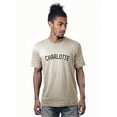 thumbnail image 1 of Daxton Premium Basic Crew Neck Short Sleeve Tshirt Cities Charlotte Letter - Oat Black-Large, 1 of 2