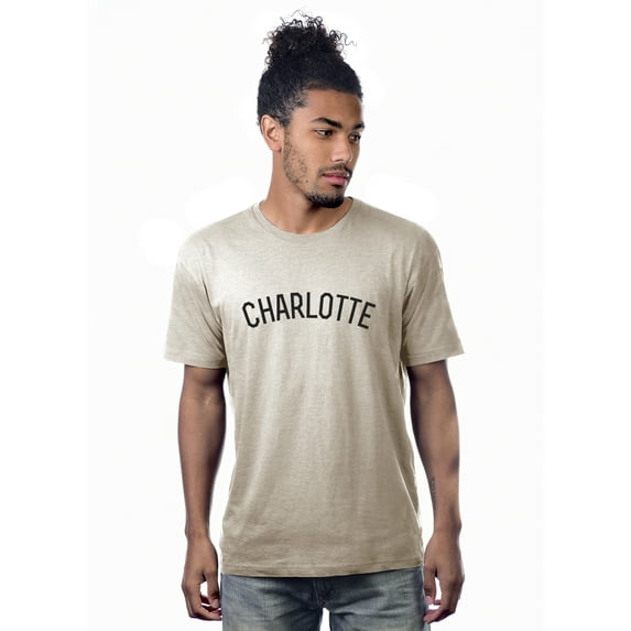 Daxton Premium Basic Crew Neck Short Sleeve Tshirt Cities Charlotte Letter - Oat Black-Small