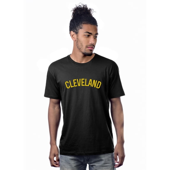Daxton Premium Basic Crew Neck Short Sleeve Tshirt Cities Cleveland Letter - Black Gold-XXX-Large