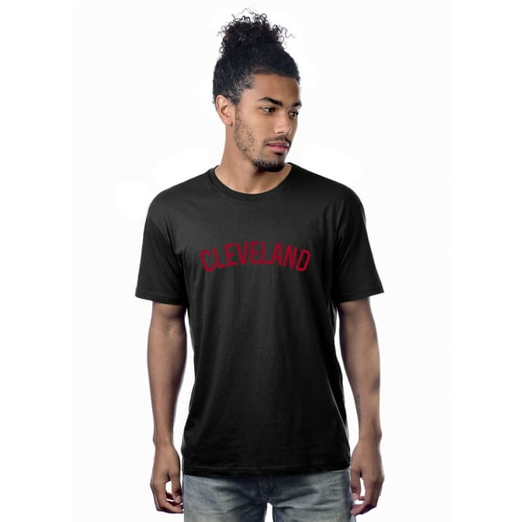 Daxton Premium Basic Crew Neck Short Sleeve Tshirt Cities Cleveland Letter - Black Red-XX-Large