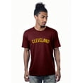 thumbnail image 1 of Daxton Premium Basic Crew Neck Short Sleeve Tshirt Cities Cleveland Letter - Burgundy Gold-Medium, 1 of 1