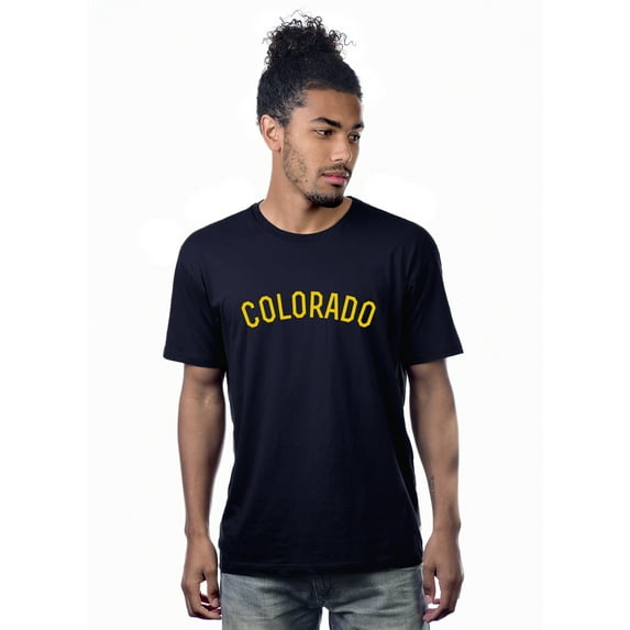 Daxton Premium Basic Crew Neck Short Sleeve Tshirt Cities Colorado Letter - Navy Gold-Medium