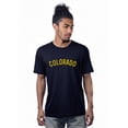 thumbnail image 1 of Daxton Premium Basic Crew Neck Short Sleeve Tshirt Cities Colorado  Letter - Navy Gold-X-Small, 1 of 2