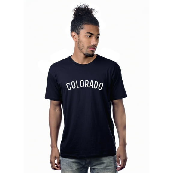 Daxton Premium Basic Crew Neck Short Sleeve Tshirt Cities Colorado  Letter - Navy White-X-Large