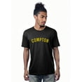 thumbnail image 1 of Daxton Premium Basic Crew Neck Short Sleeve Tshirt Cities Compton  Letter - Black Gold-Small, 1 of 2