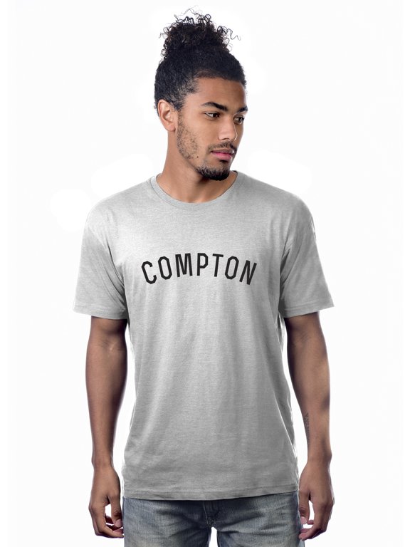 Premium Basic Crew Neck Short Sleeve Tshirt Cities Compton Letter - HthGray Black-X-Large