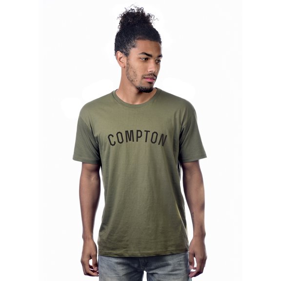Daxton Premium Basic Crew Neck Short Sleeve Tshirt Cities Compton  Letter - Olive Black-Large